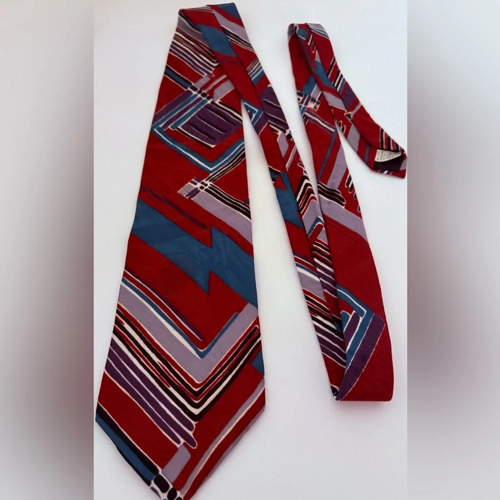 J.T. Beckett Multicolor Geometric Pattern Men’s 100% Imported Silk NeckTie